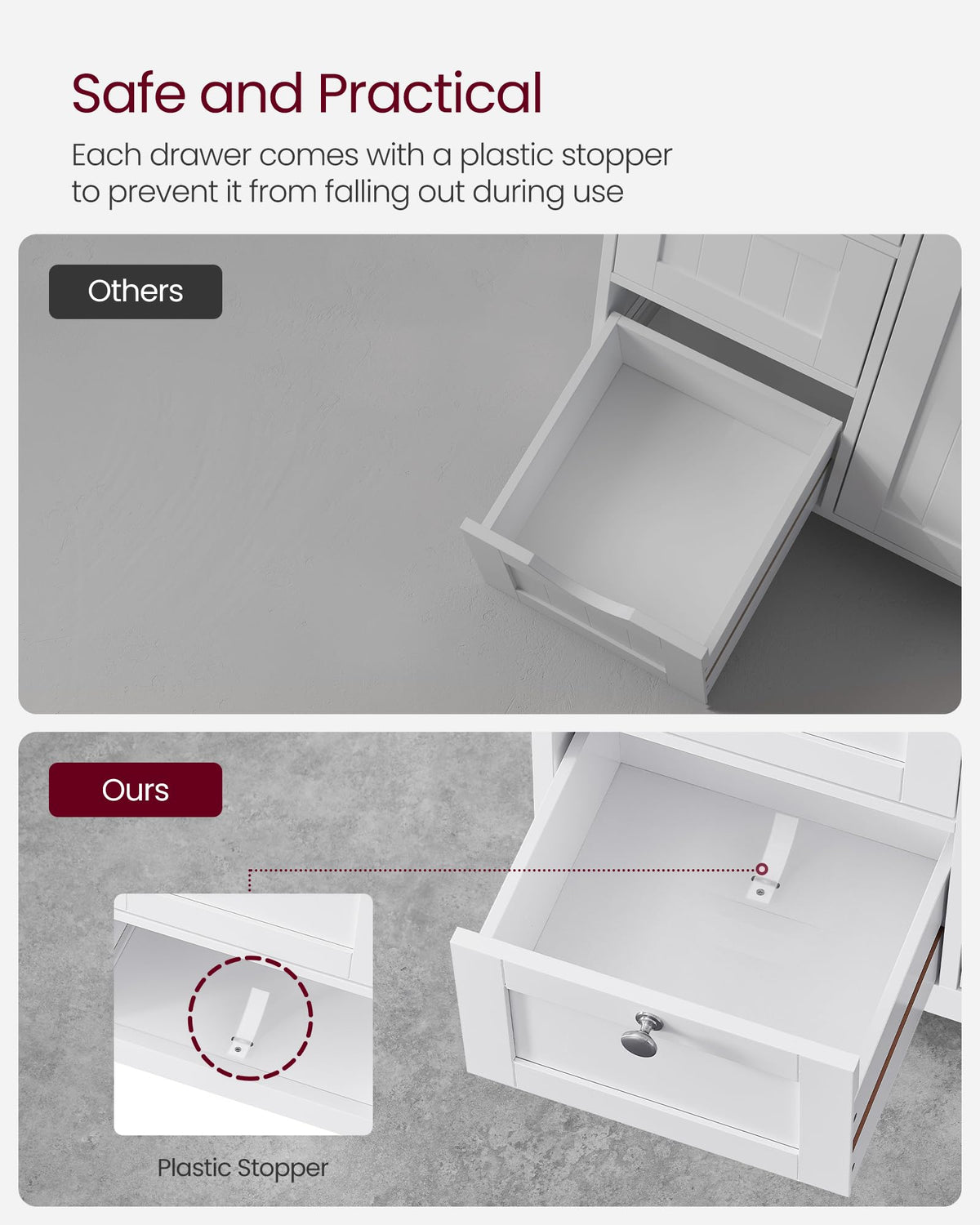 Bathroom Storage Cabinet with 3 Drawers D967946