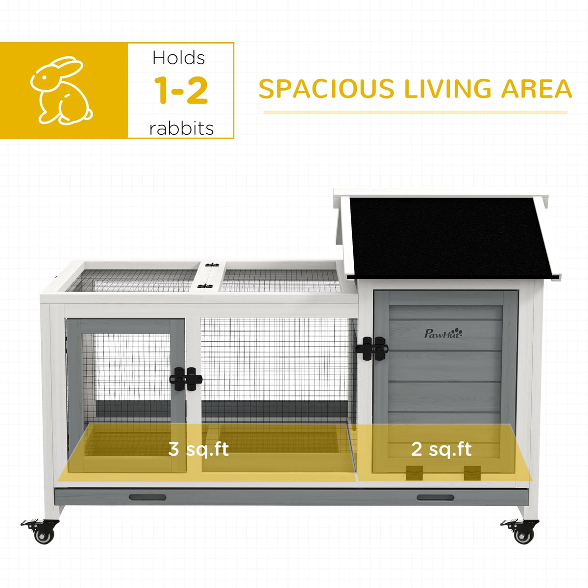 Wooden Rabbit Hutch with Wheels S9834