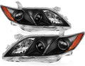 Black Housing Amber Reflector Clear Lens Headlight Assembly Pair T77413