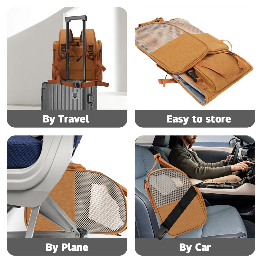Brown Expandable Breathable Mesh Cat Carrier Backpack N8988