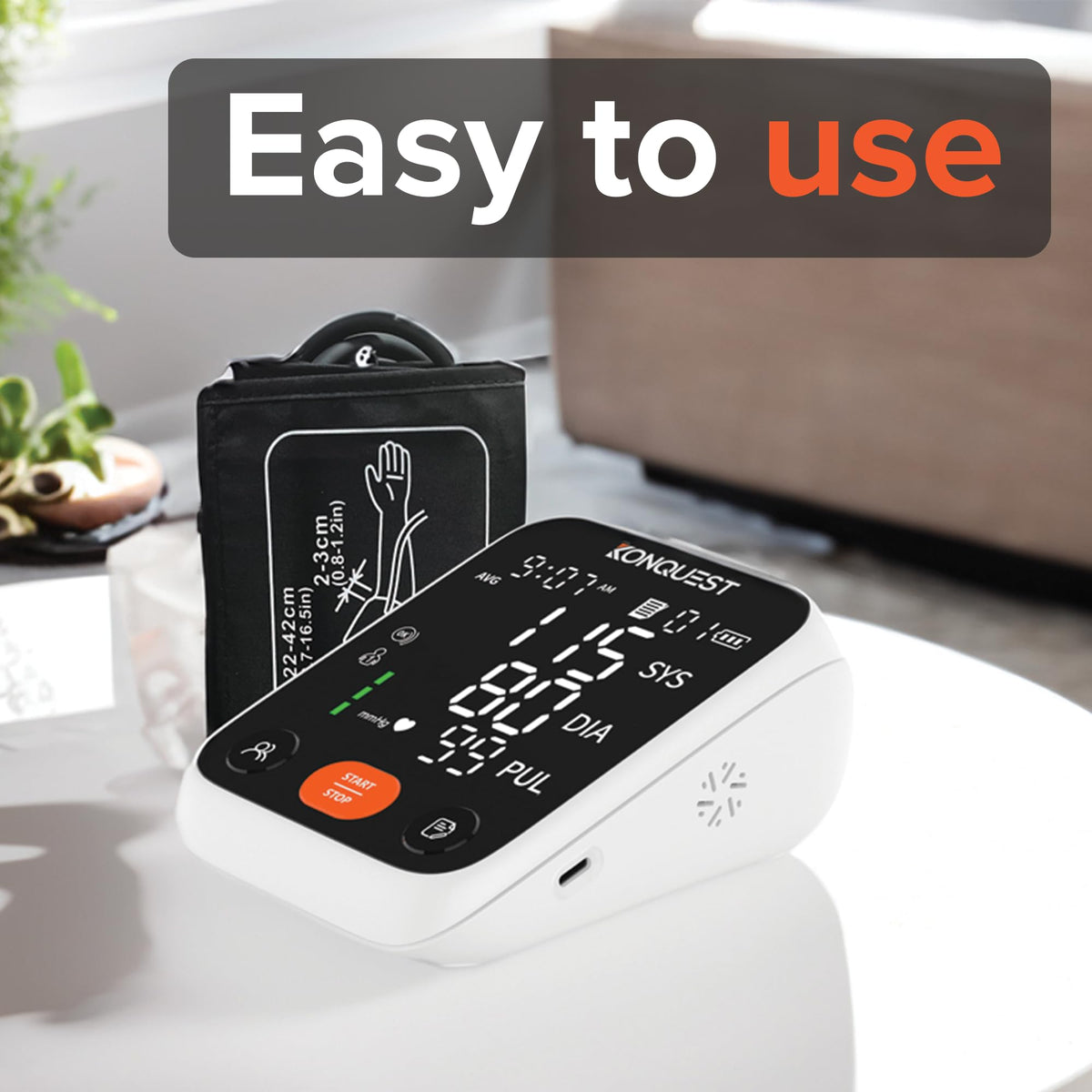 Upper Arm Blood Pressure Monitor with Adjustable Cuff V631