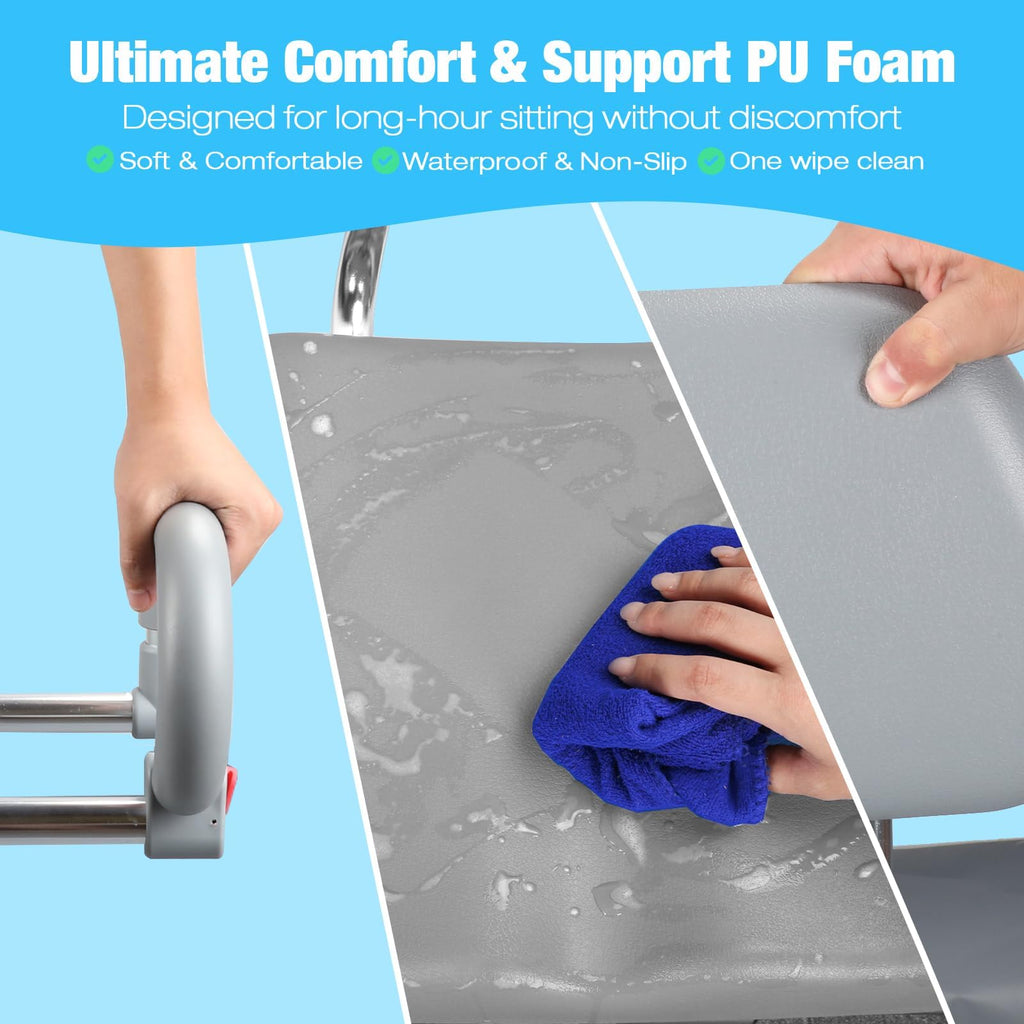 Sliding Shower Chair Tub Transfer Bench with Swivel Seat, 450lbs, Adjustable Height, Gray U583