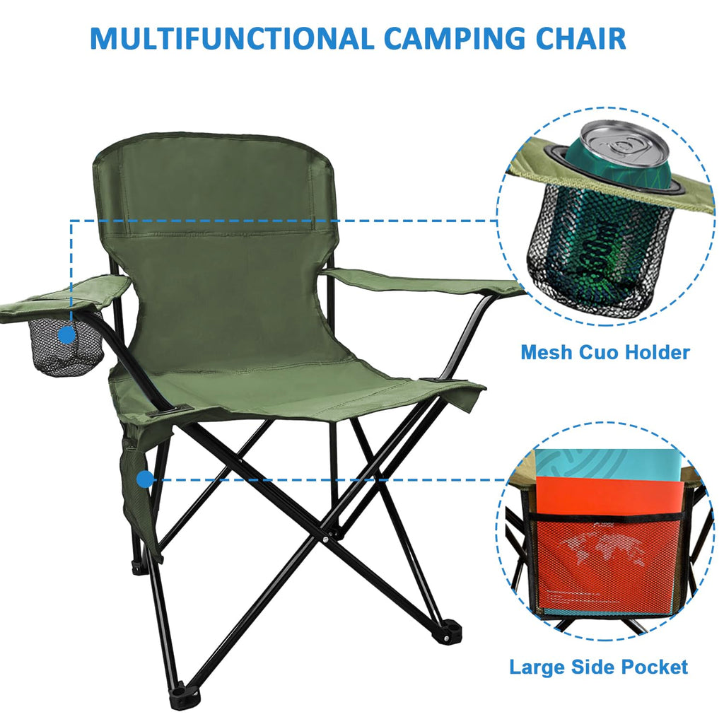 2 Pack Olive Green Portable Folding Camping Chair I208