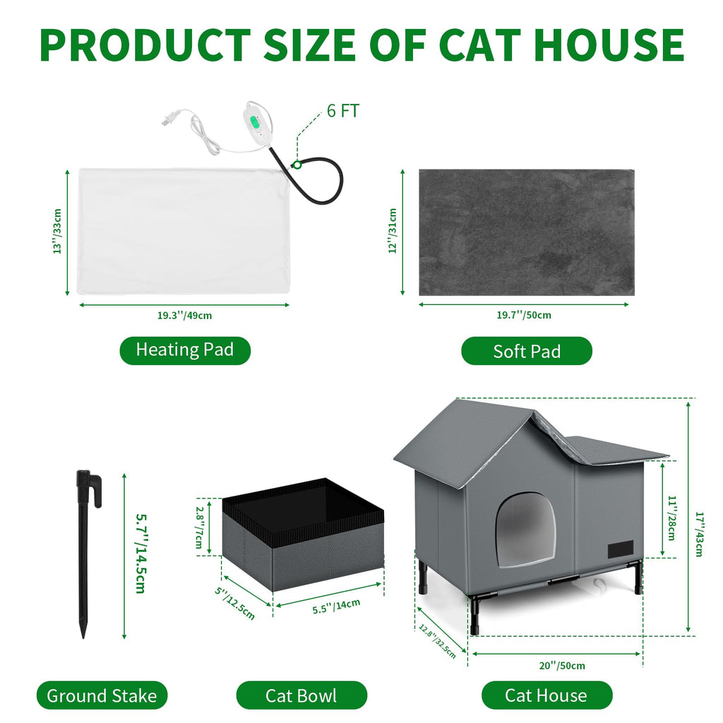 Heated Weatherproof Cat House with Heating Pad N2481