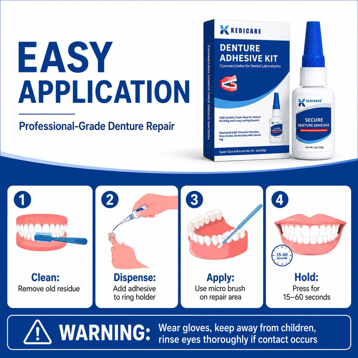 Denture Adhesive Kit 1oz Q3897