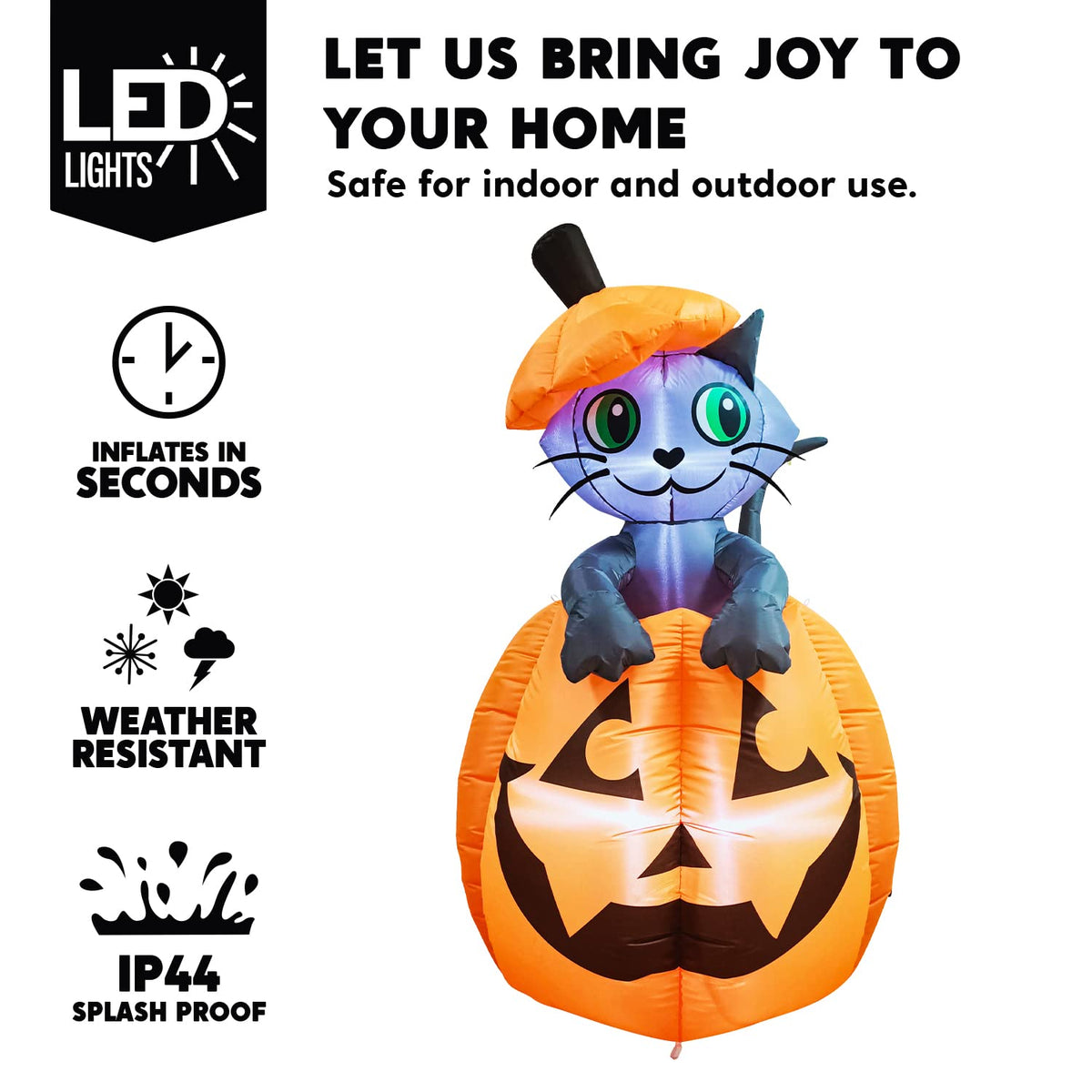 5 FT Animated Pumpkin Inflatable with LEDs A547684