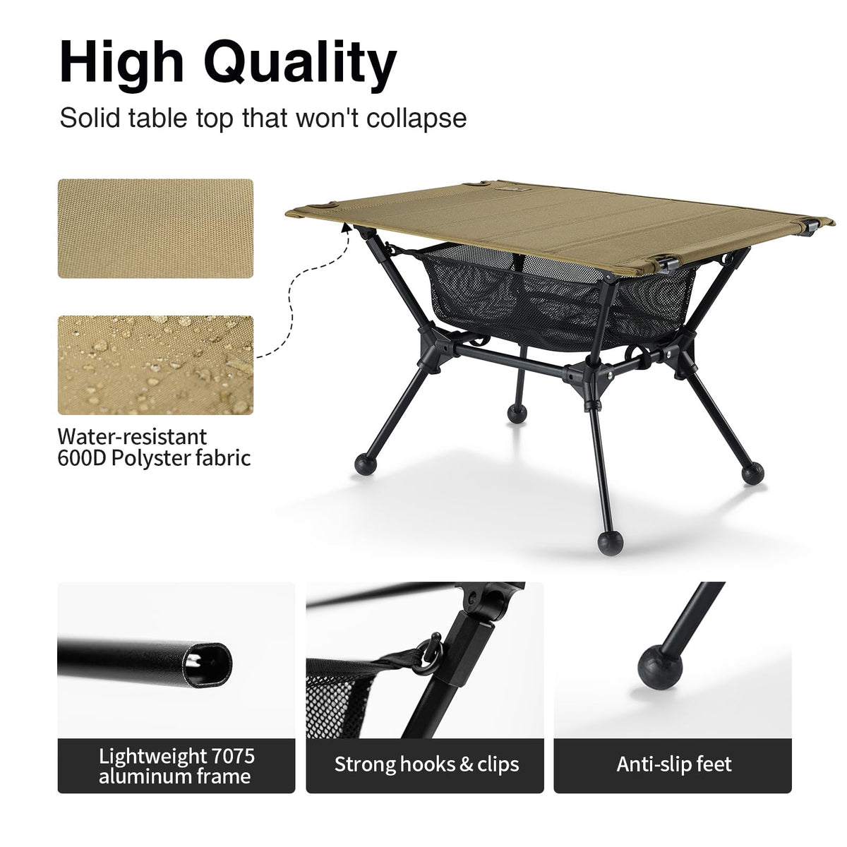 Lightweight Portable Folding Camping Table with Mesh Storage Net L485