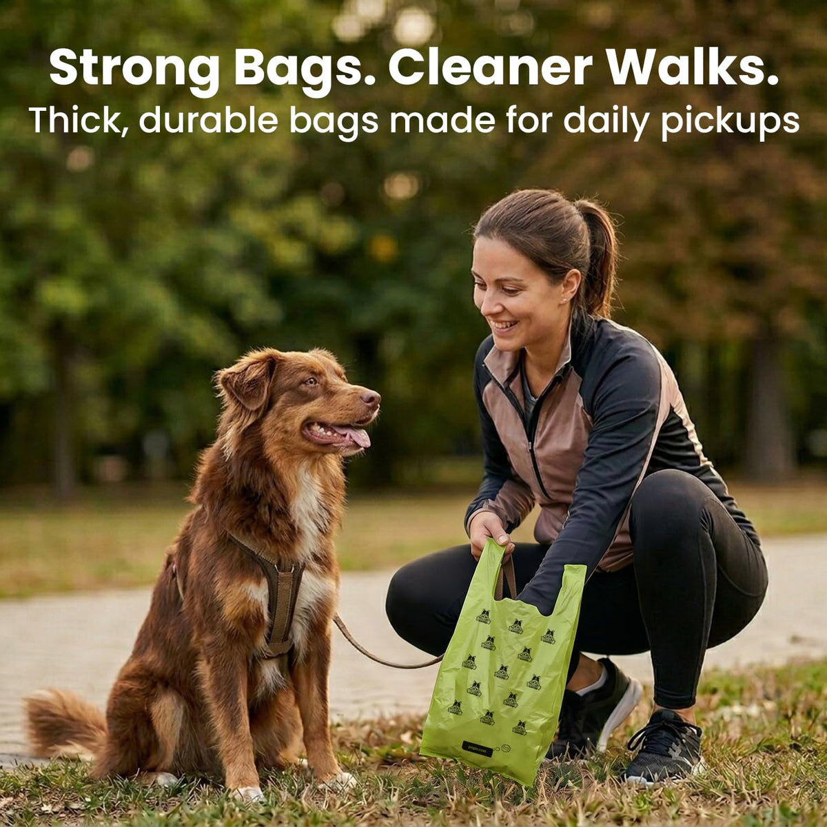 Large Dog Poop Bags with Handles, Fresh Scent, Extra Thick, 300 Bags M471498