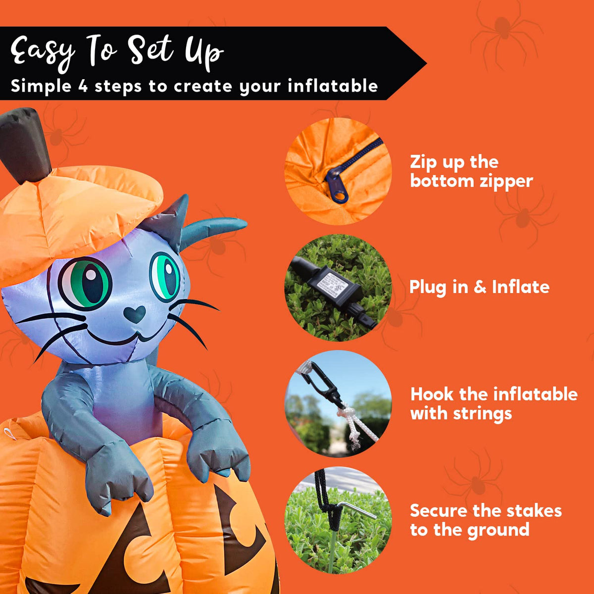 5 FT Animated Pumpkin Inflatable with LEDs A547684