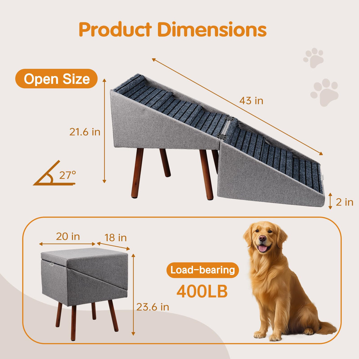Foldable Wood Dog Stairs O78748