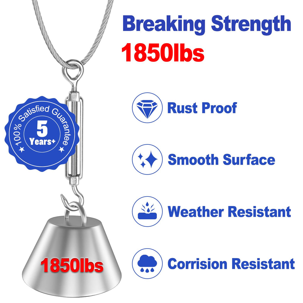 1/8" Stainless Steel Wire Rope Cable 7x7 Strands O2206