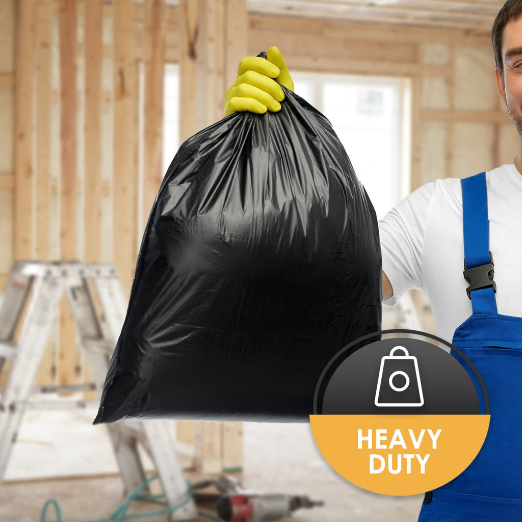 Heavy Duty 42-Gallon Contractor Trash Bags, Tear Resistant, Black, 10 Ct V16210