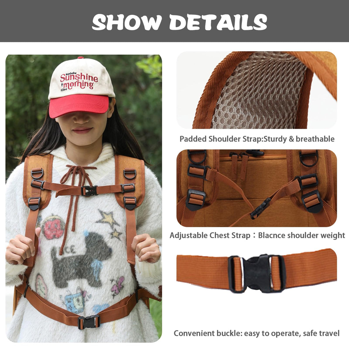 Brown Expandable Breathable Mesh Cat Carrier Backpack N8988