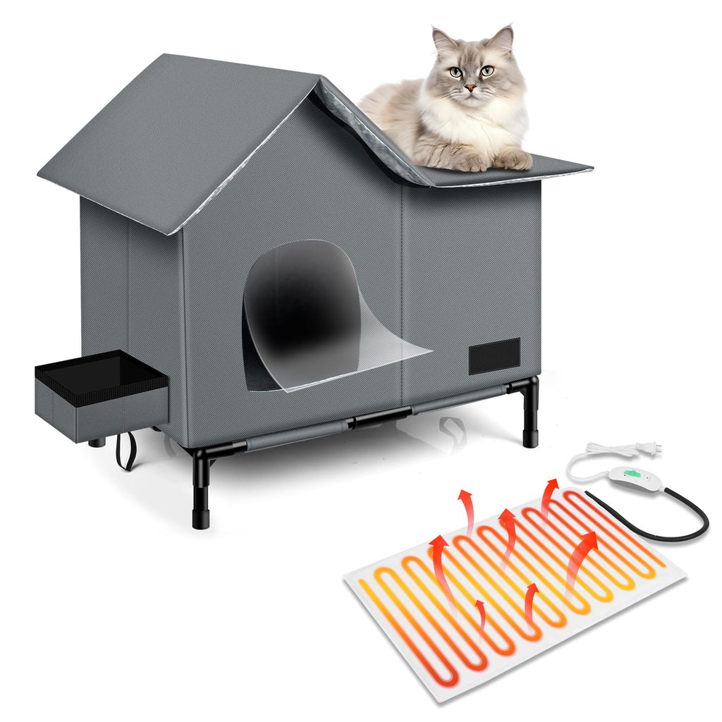 Heated Weatherproof Cat House with Heating Pad N2481