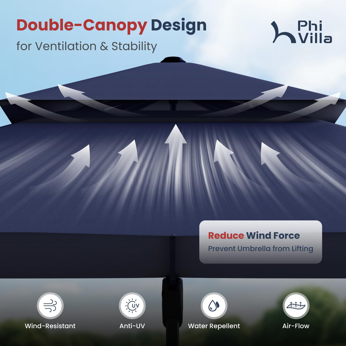 9'x12' Navy Cantilever Patio Umbrella with Base K24729
