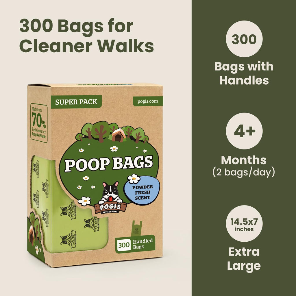 Large Dog Poop Bags with Handles, Fresh Scent, Extra Thick, 300 Bags M471498