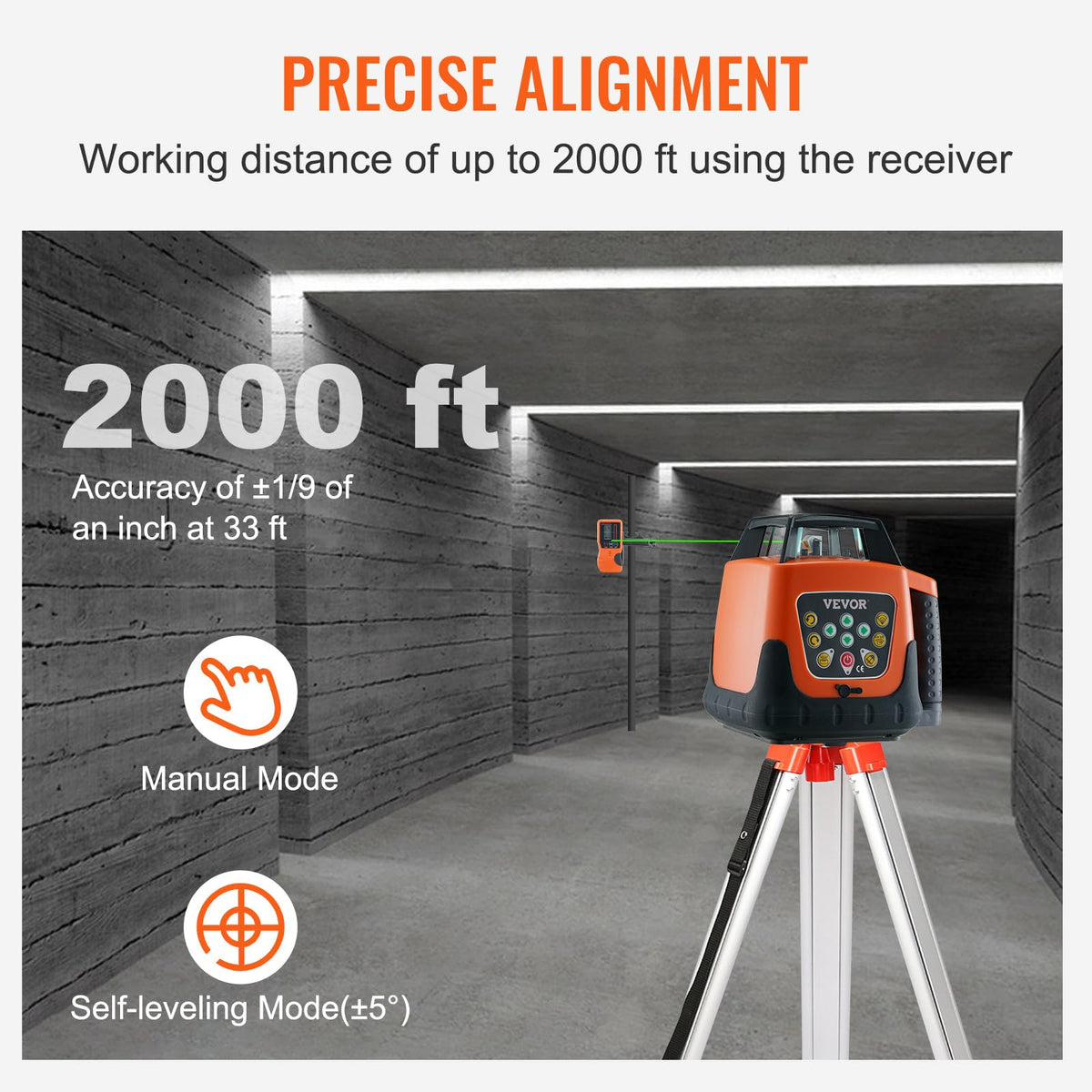 Green 360 Degree Self Leveling Rotary Laser Level Kit with Tripod & Staff I884