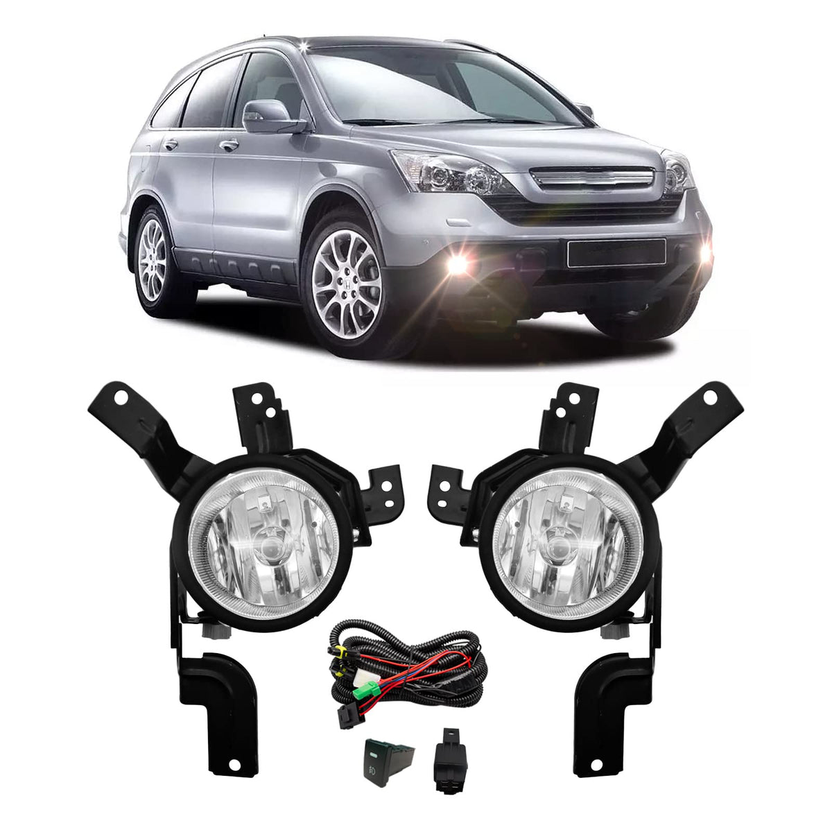 Driving Fog Lights with H11 12V 55W Halogen Bulbs & Switch and Wiring Kit Y348613
