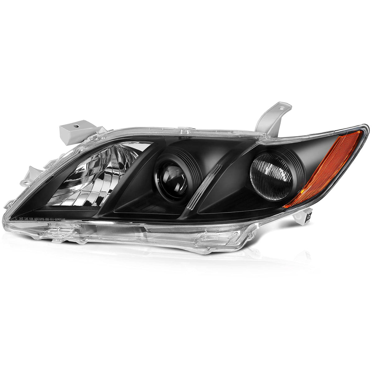 Black Housing Amber Reflector Clear Lens Headlight Assembly Pair T77413