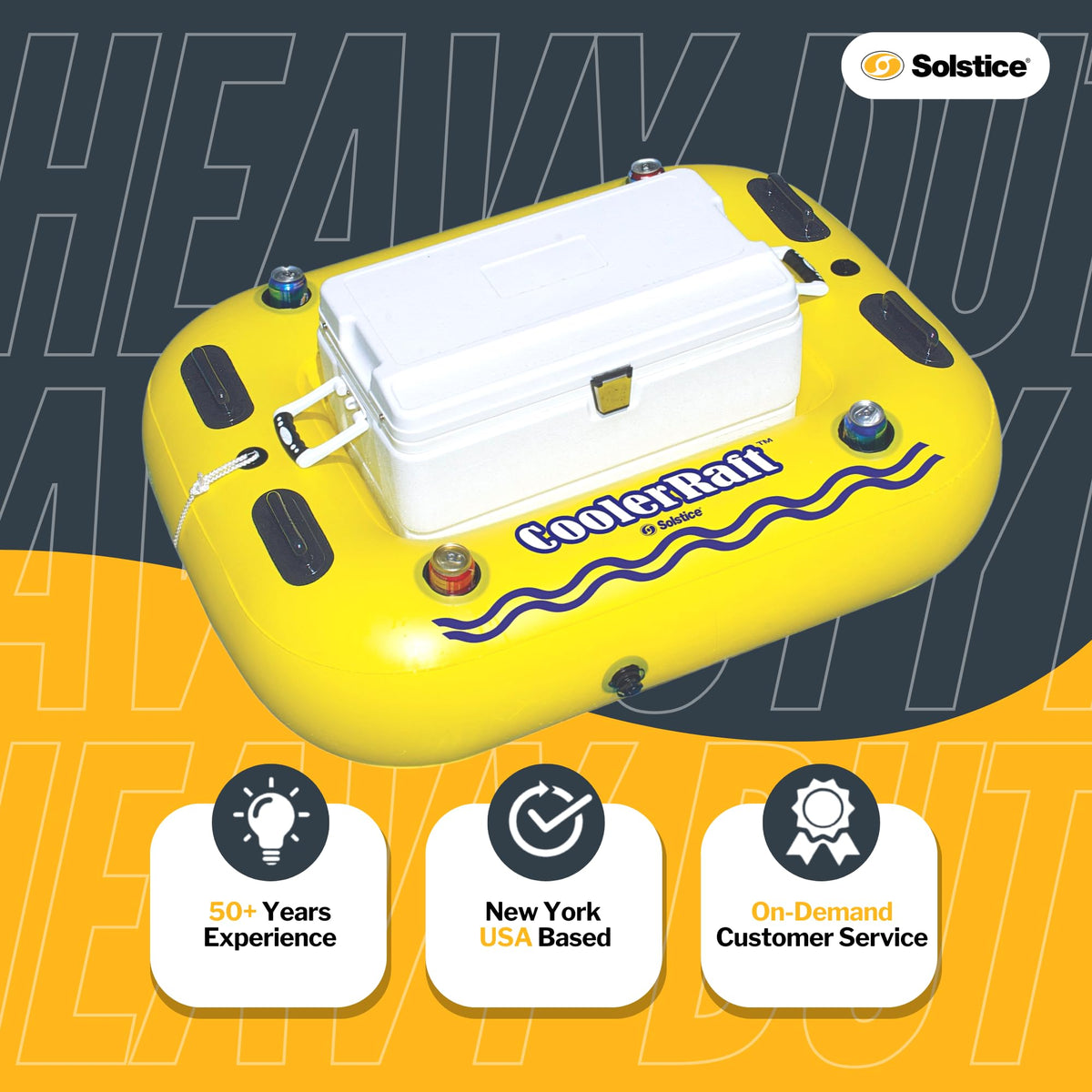 Yellow Inflatable Tube Float with Grab Handles and Cupholders T195