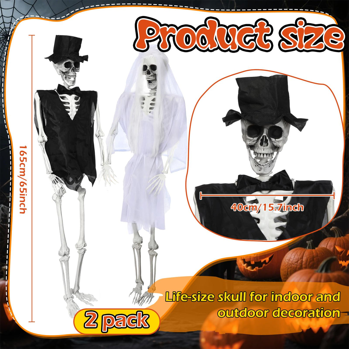 2 Set 5.4 Ft Posable Skeleton Decor S935716