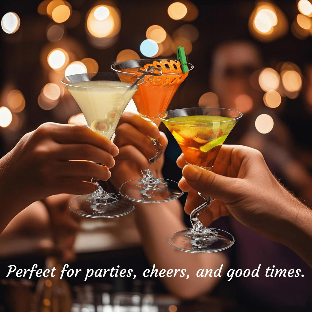 18 Pack 5 Oz Plastic Martini Glasses with Twisted Stem D179