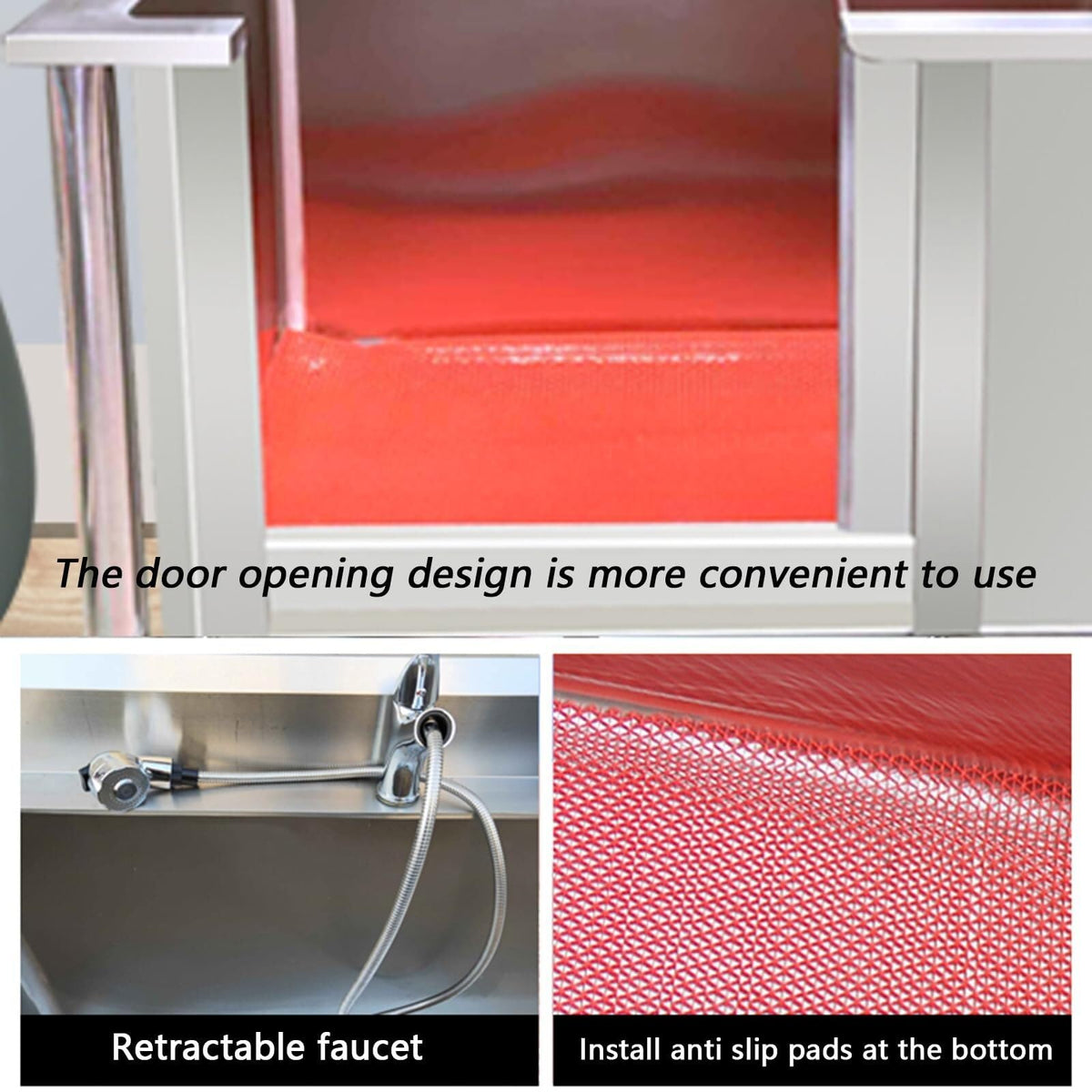 Stainless Steel Dog Grooming Tub with Sliding Door P432182