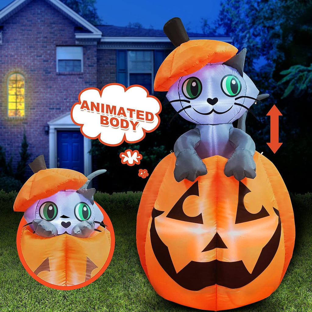 5 FT Animated Pumpkin Inflatable with LEDs A547684