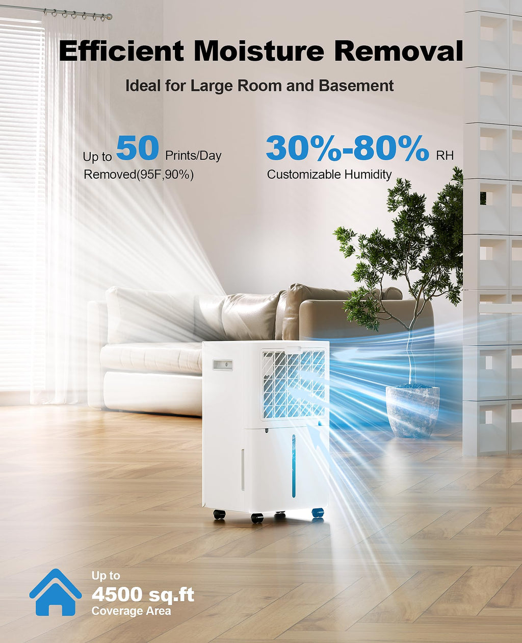 50 Pint Dehumidifier with Continuous Drain T528