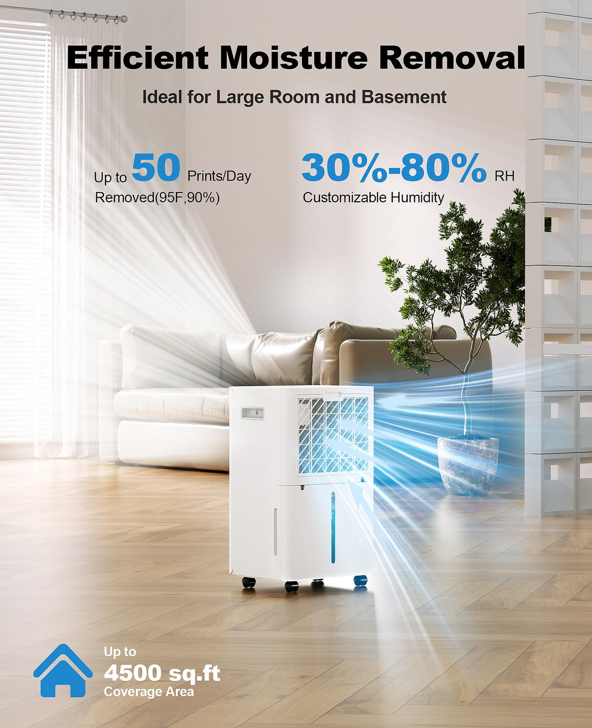 50 Pint Dehumidifier with Continuous Drain T528