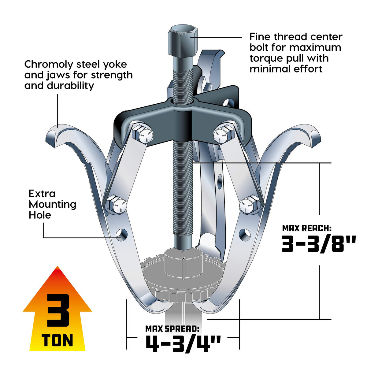 2/3 Jaw Reversible Gear Puller Set, 4-Inch X273725