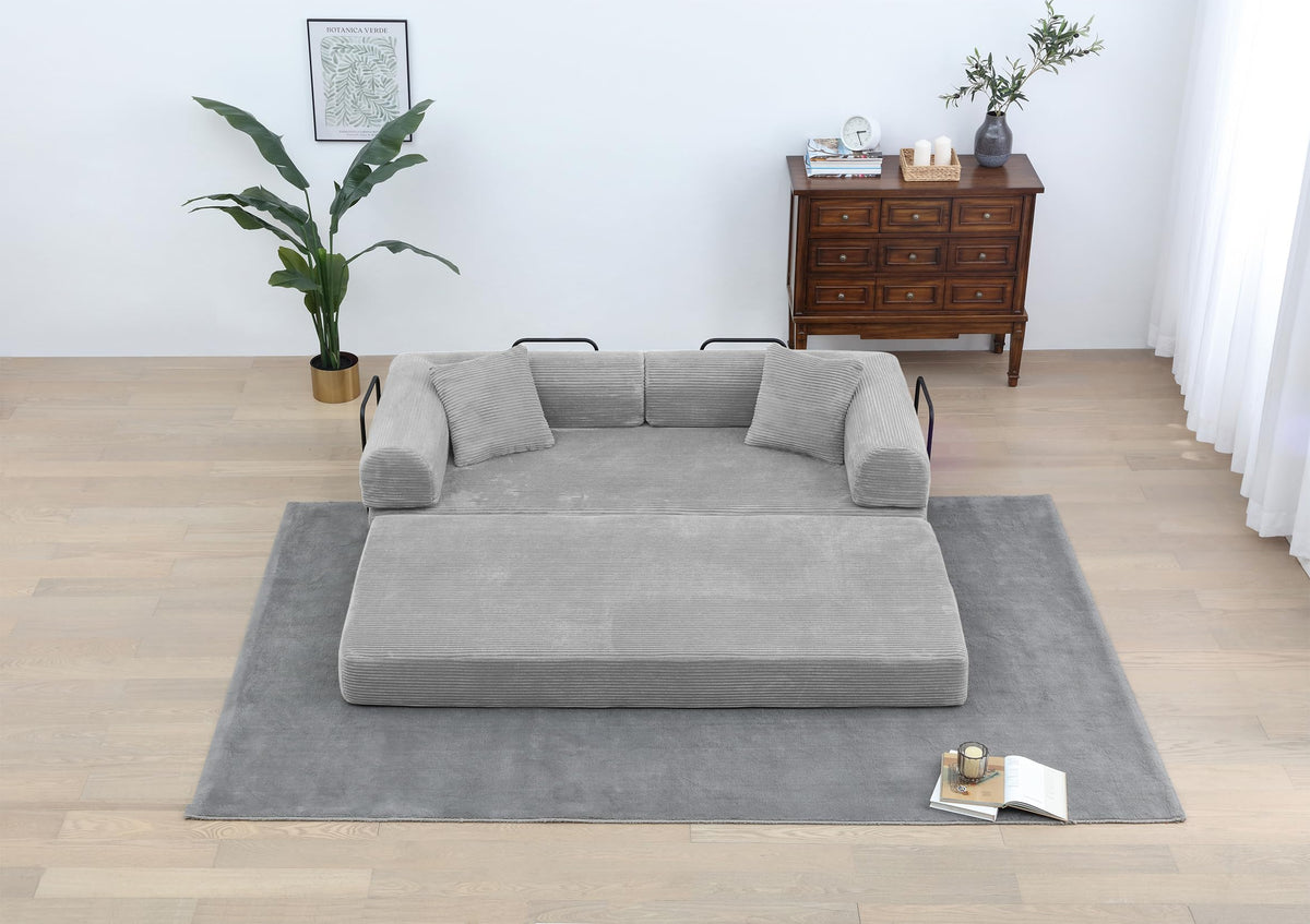 Light Gray Convertible Sleeper Sofa U4011