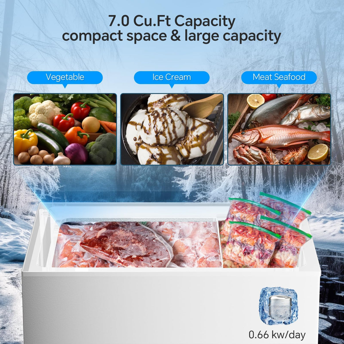 7.0 Cubic Feet White Chest Freezer J28222