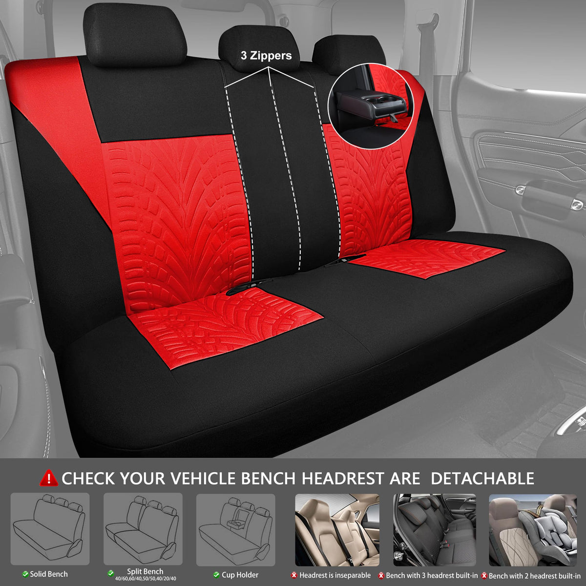 Car Seat Covers Full Sets Black Red H78742