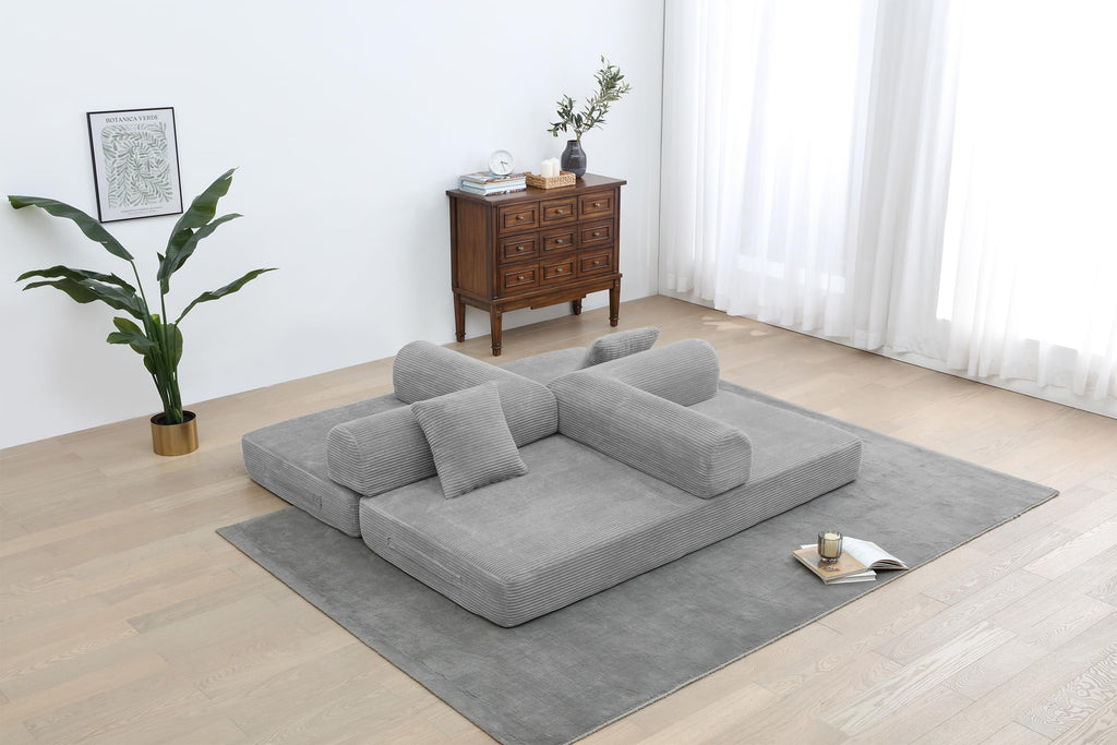 Light Gray Convertible Sleeper Sofa U4011