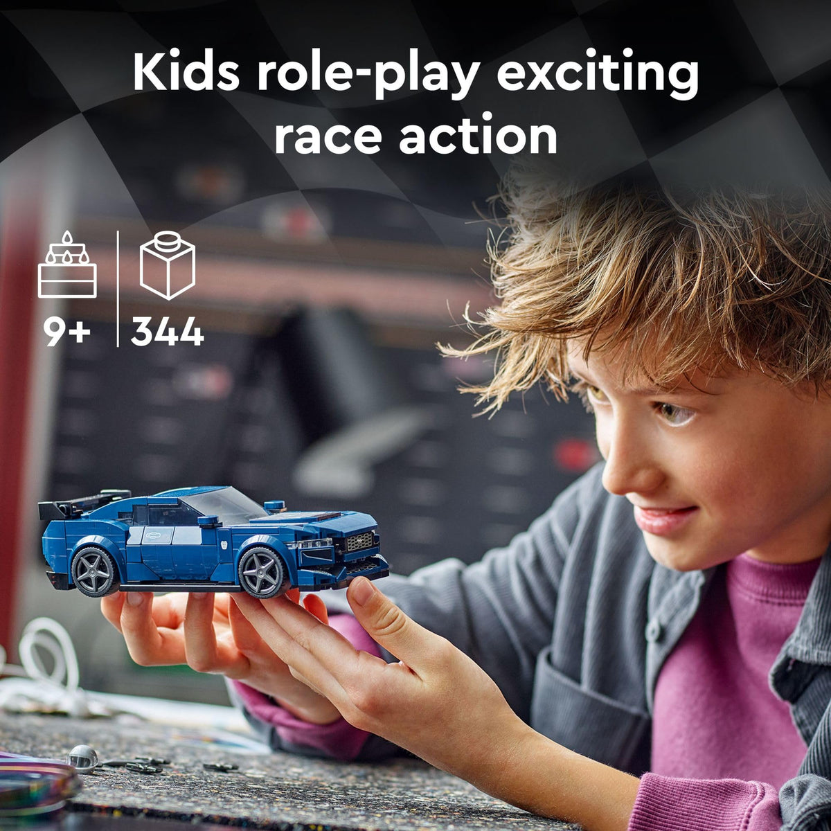 Buildable Blue Sports Car Model Set V1042