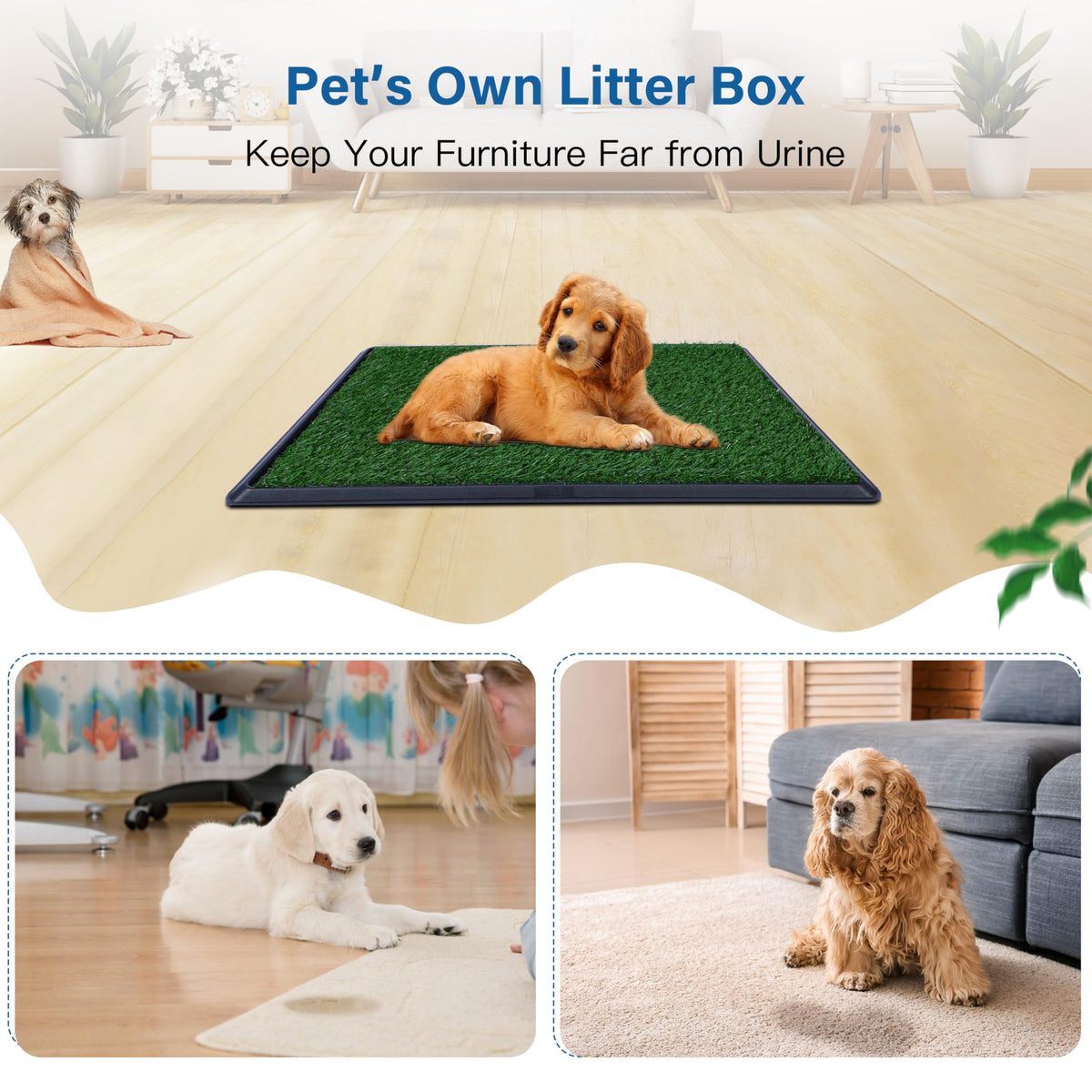 Artificial Grass Dog Potty Pad with Tray 20x30 inch Q624