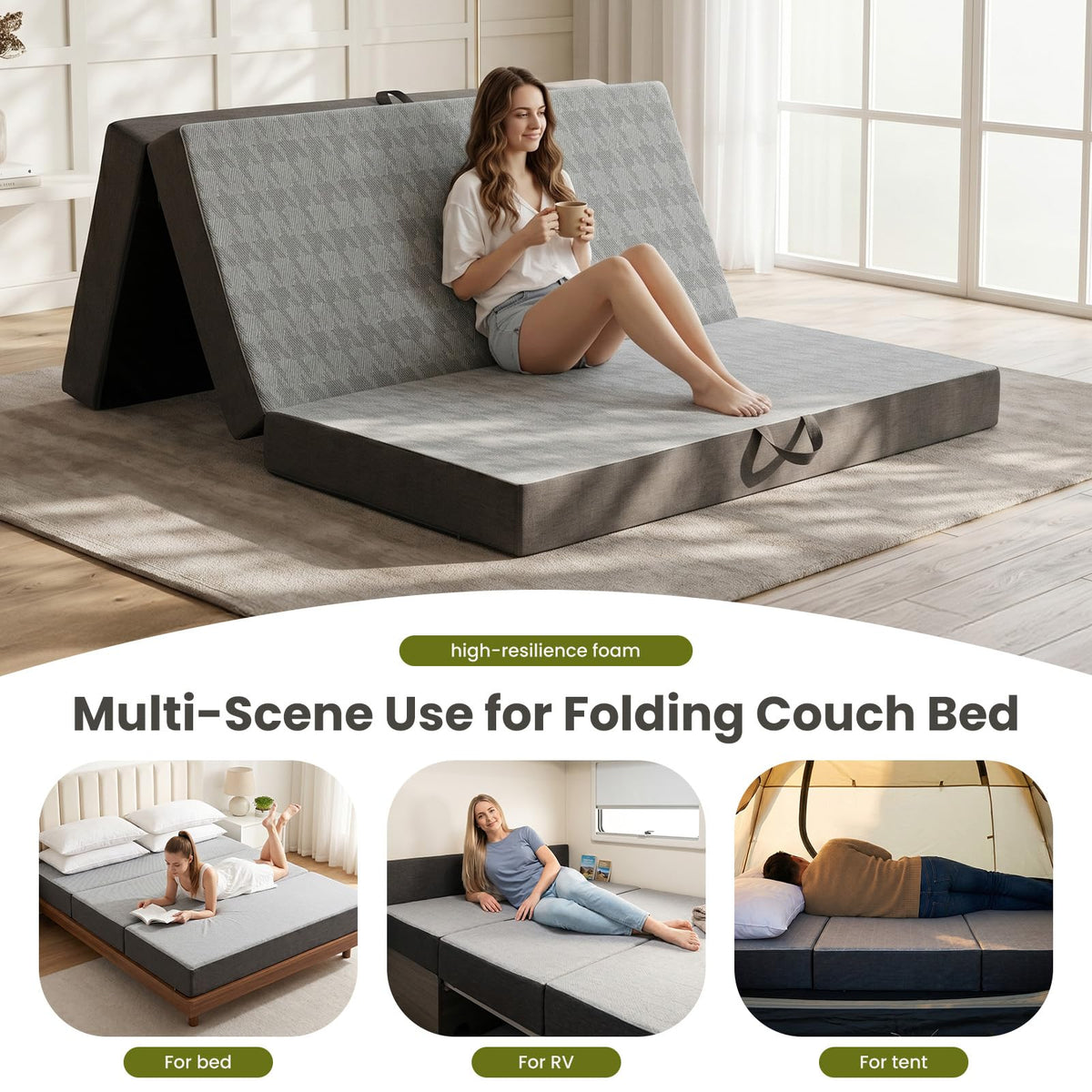 6" Trifold Full Size Memory Foam Mattress S741513