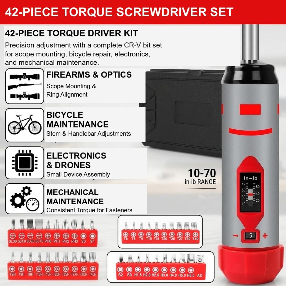 42-Piece Torque Screwdriver Set with 40 CR-V Bits L79716