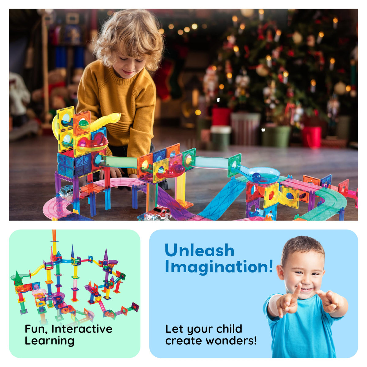 108 Piece Marble Run Race Track Set with LED Cars L44840