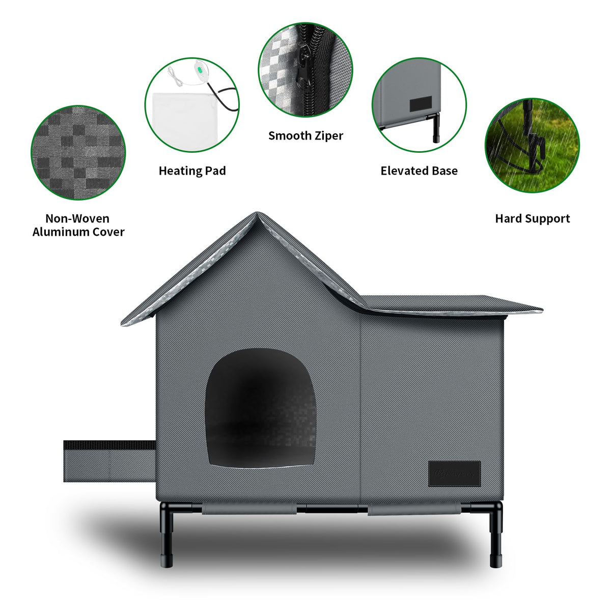 Heated Weatherproof Cat House with Heating Pad N2481