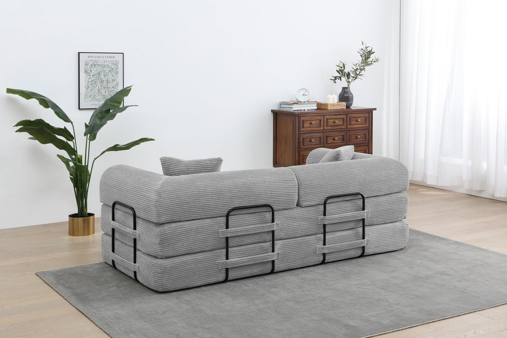Light Gray Convertible Sleeper Sofa U4011