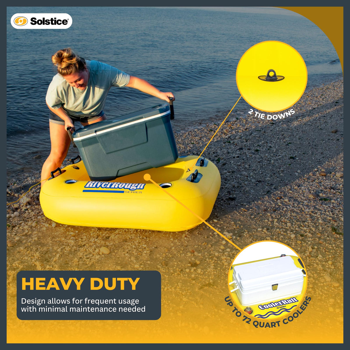 Yellow Inflatable Tube Float with Grab Handles and Cupholders T195