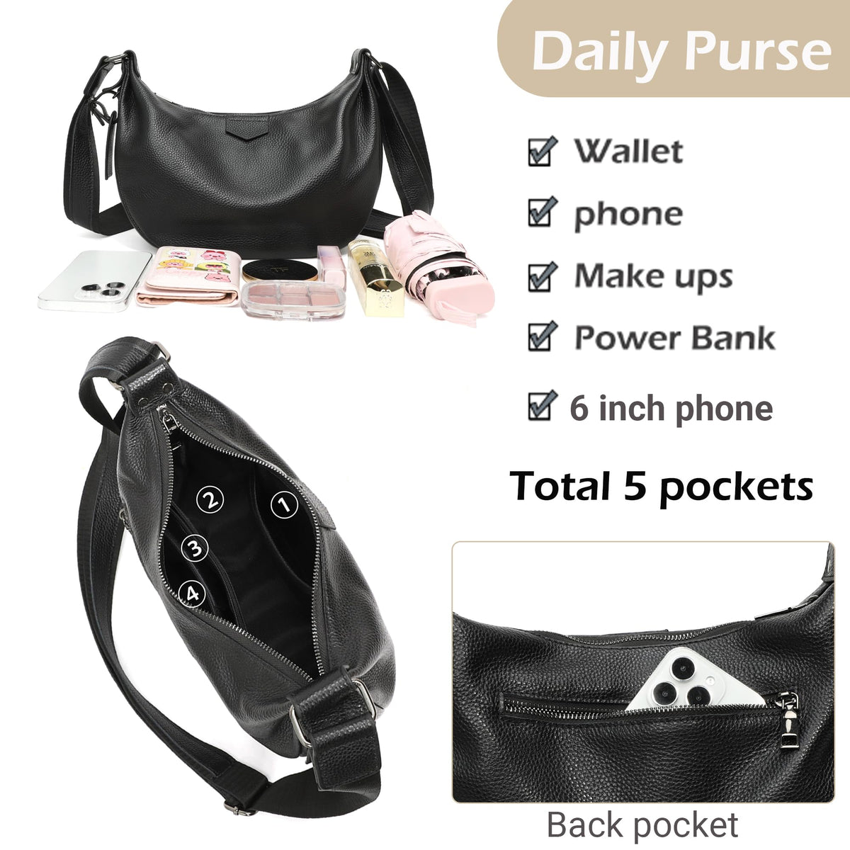 Genuine Leather Crossbody Shoulder Handbag I3715