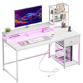 44" White Gaming Desk with Hutch & Shelves J164