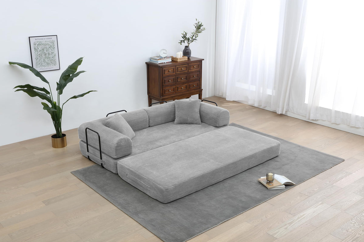 Light Gray Convertible Sleeper Sofa U4011