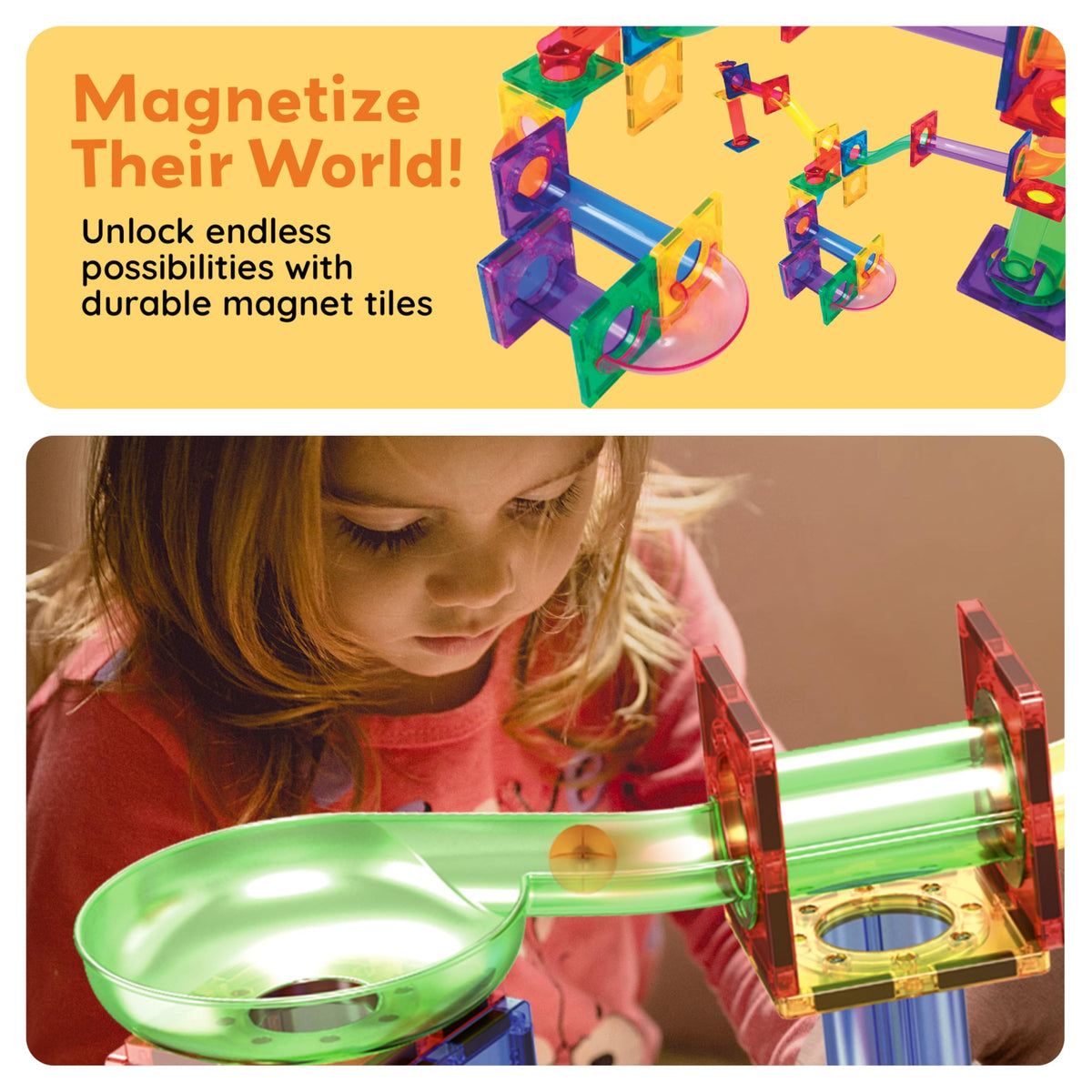 108 Piece Marble Run Race Track Set with LED Cars L44840