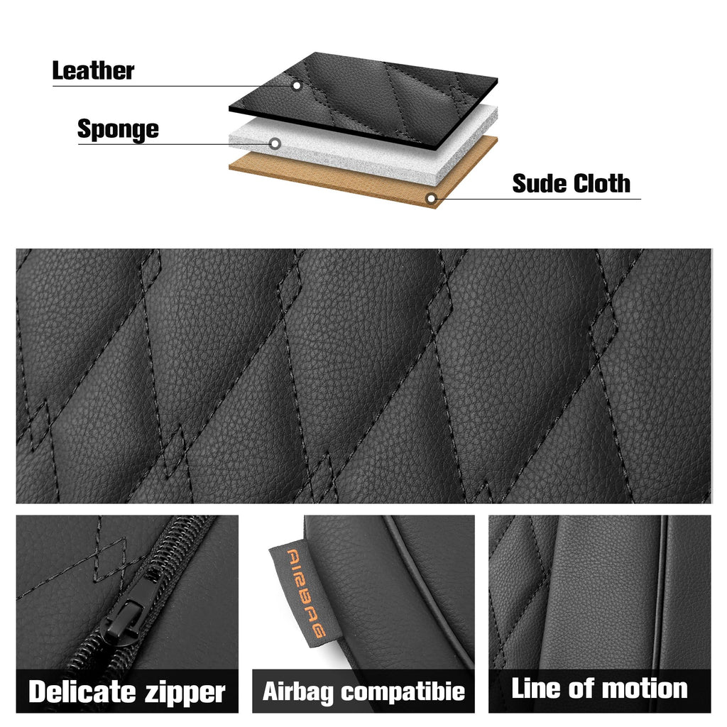 Faux Leather Car Seat Covers Full Set 5-Seat Black Y773