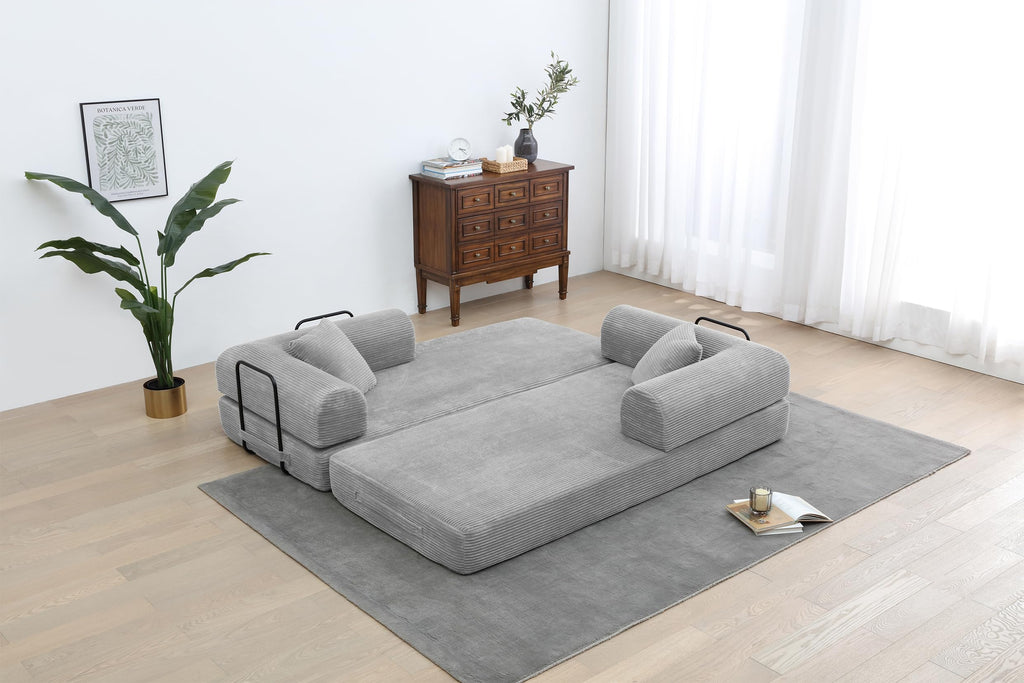 Light Gray Convertible Sleeper Sofa U4011