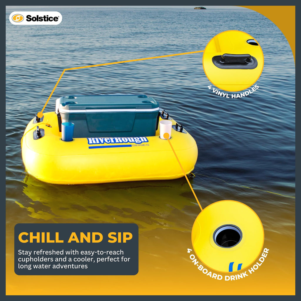 Yellow Inflatable Tube Float with Grab Handles and Cupholders T195